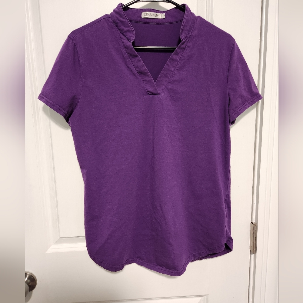Ceasikery purple large short sleeve top